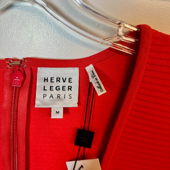 Herve Leger Paris Red Bandage Knit Bodycon Dress Size M NWT - Picture 5 of 8